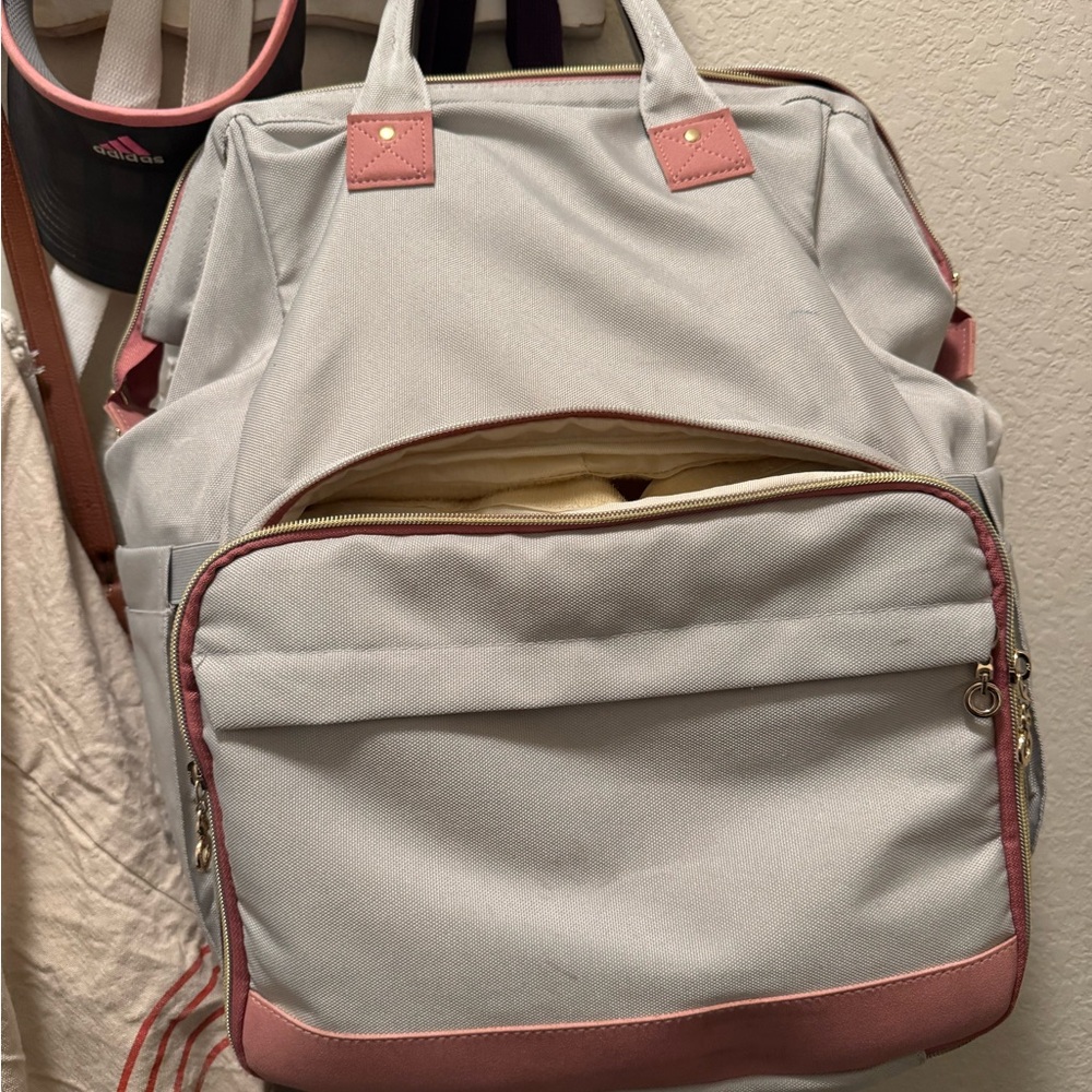Light Gray and Pink Backpack